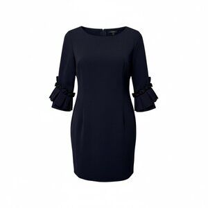 Cos Navy Blue Dress w Pleated Sleeves & Pockets